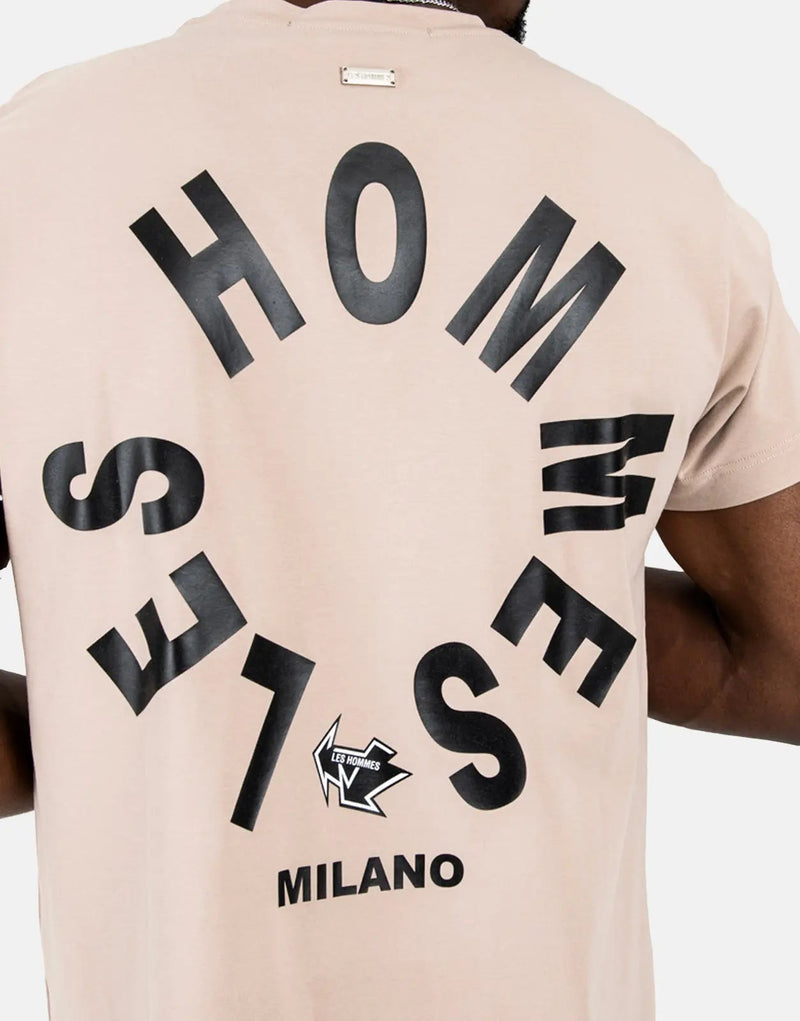 Les Hommes Arrow back Print Stone T-Shirt