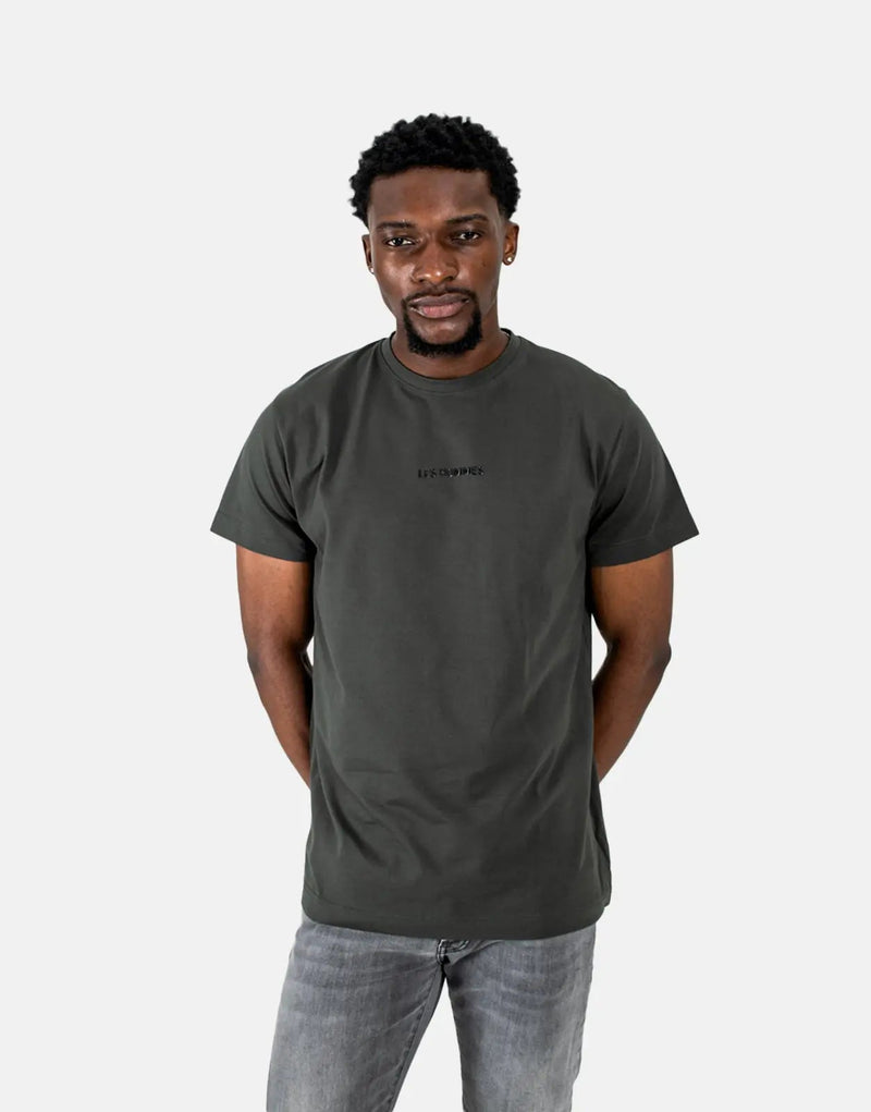 Les Hommes Centre Print Mil Green T-Shirt