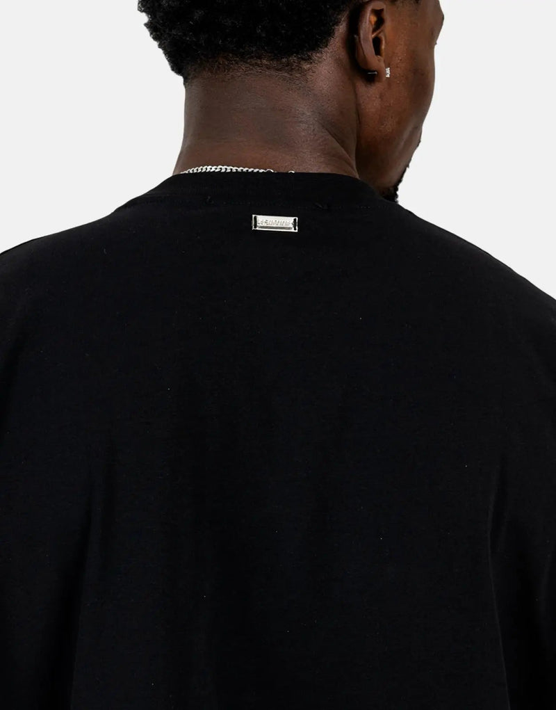 Les Hommes Glitter Print Black T-Shirt