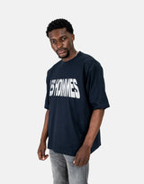 Les Hommes Glitter Print Navy T-Shirt