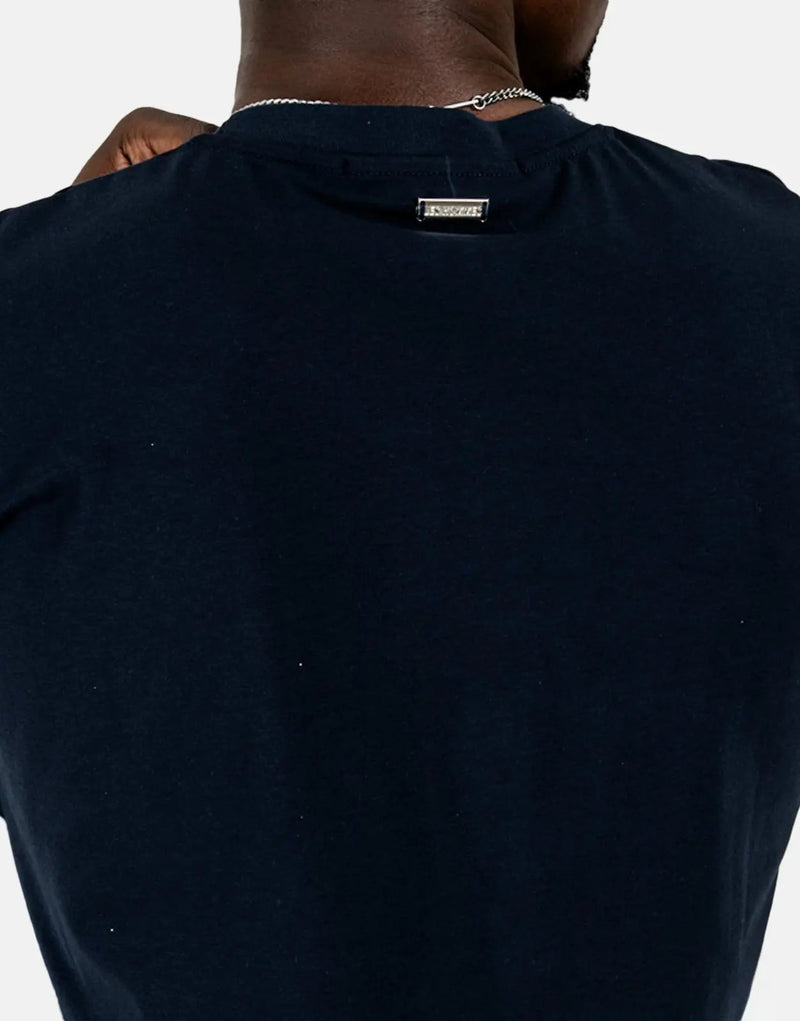 Les Hommes Glitter Print Navy T-Shirt