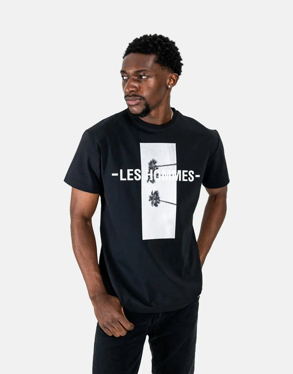 Les Hommes Palm Tree Black T-Shirt