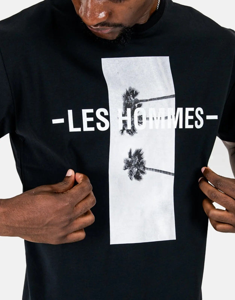 Les Hommes Palm Tree Black T-Shirt