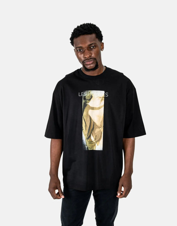 Les Hommes Shadow Graphic Black T-Shirt