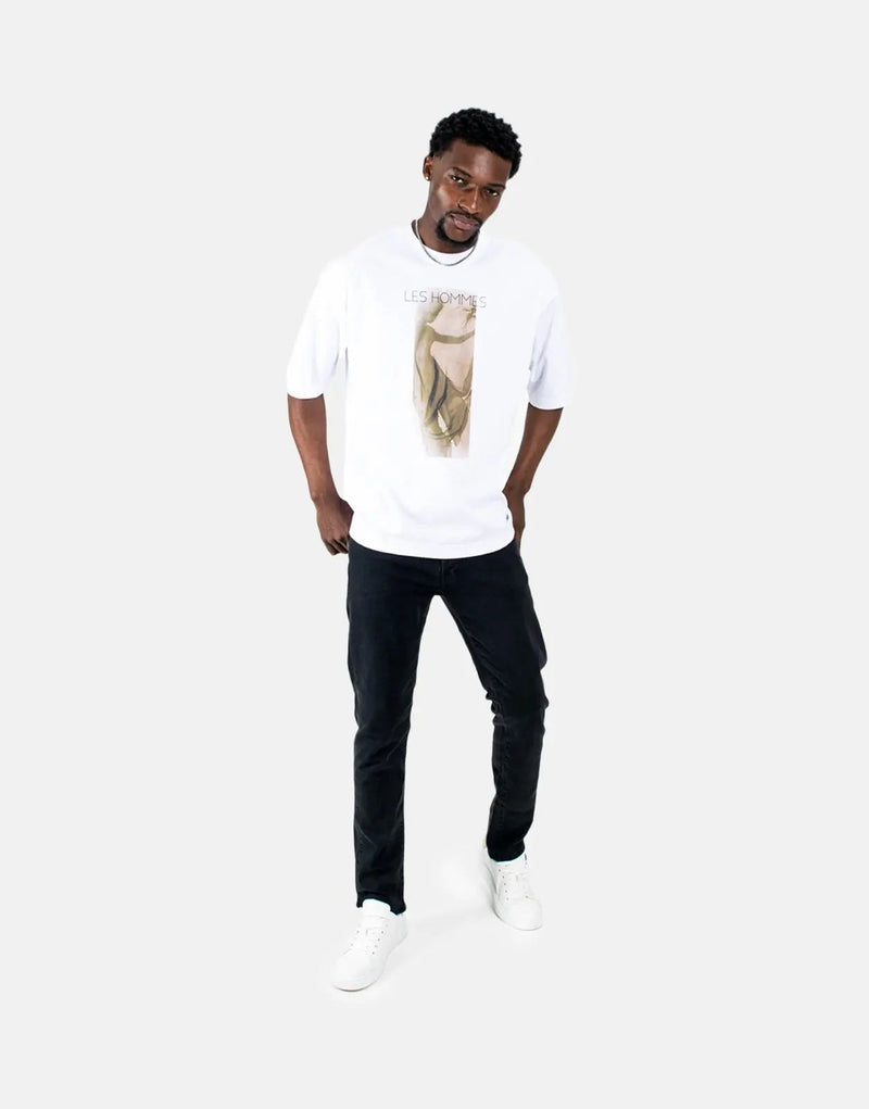 Les Hommes Shadow Graphic White T-Shirt