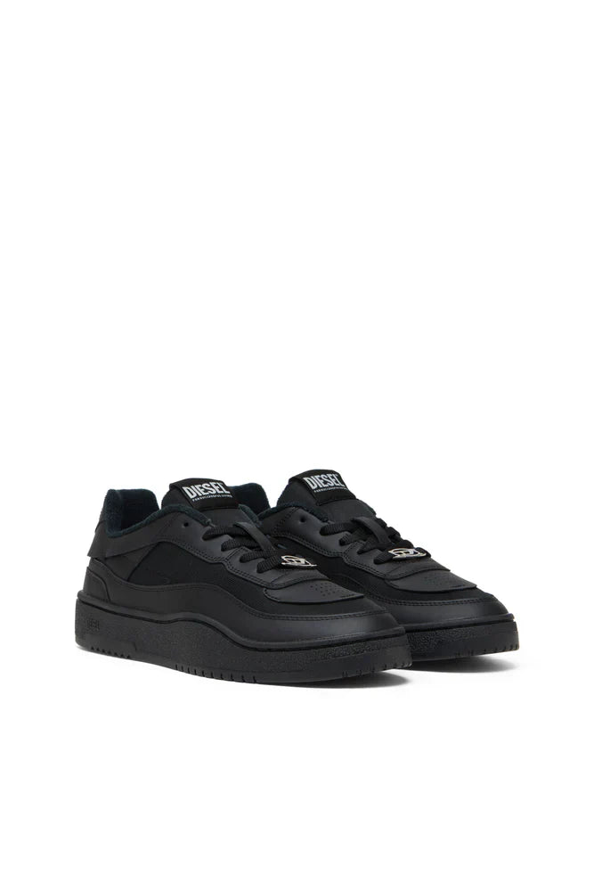 S-Oval Skate-Fabric-panelled leather sneakers