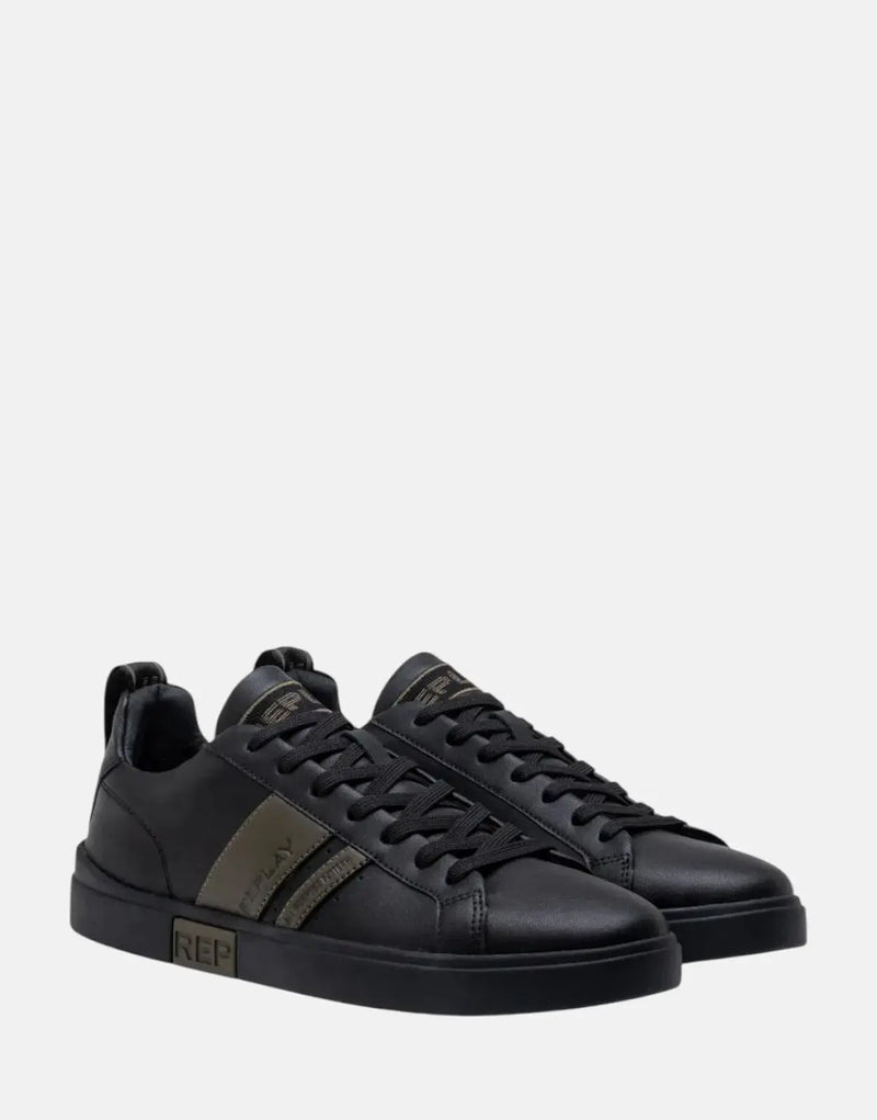 Replay Poly Stripes 2 Black/Mil Green Sneakers