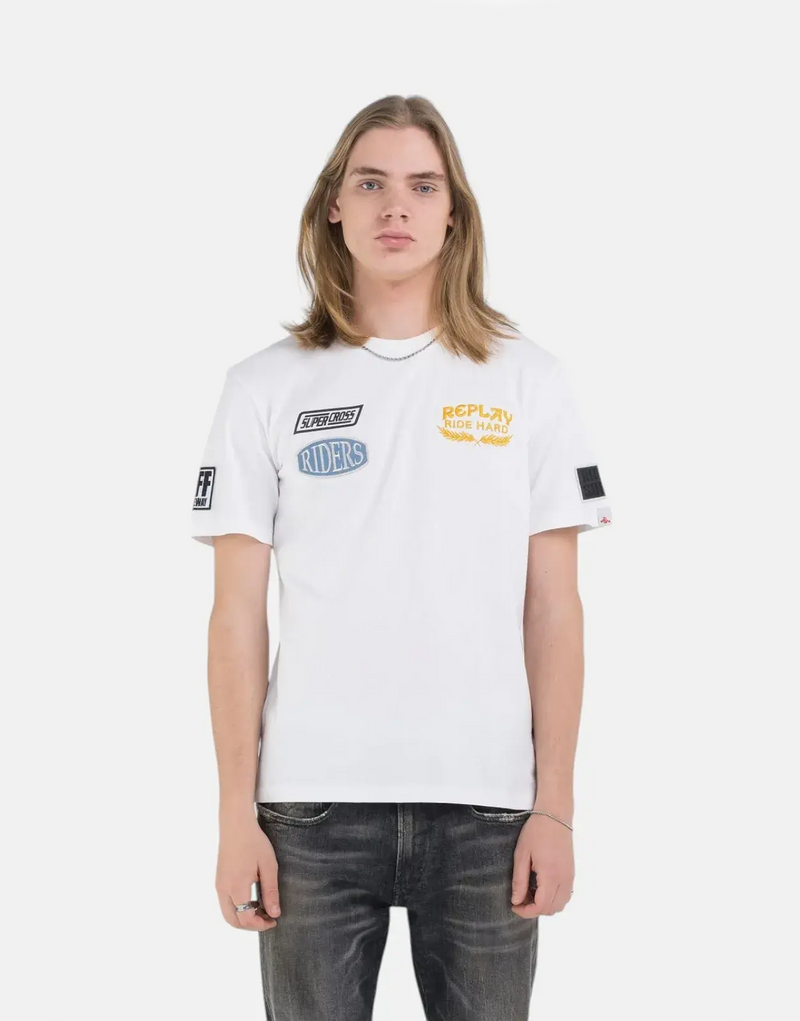 Replay Ride Hard Badges T-Shirt White