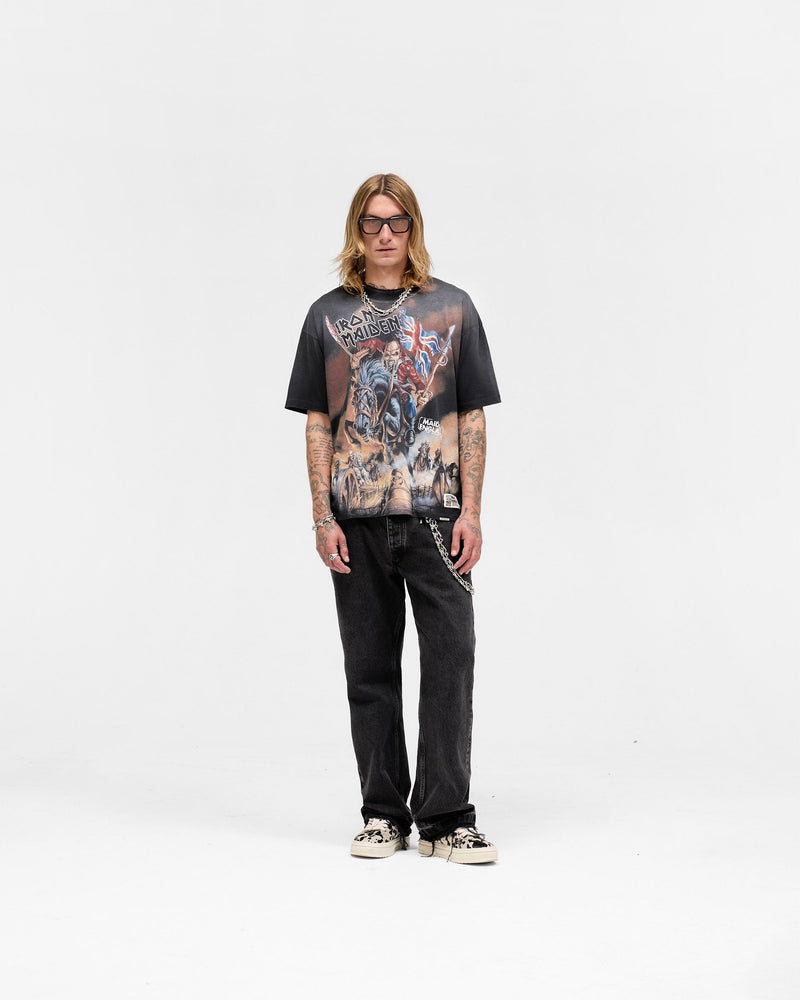 Represent X Iron Maiden Steed T-Shirt - Stained Black