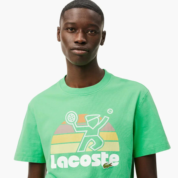 Washed Effect Tennis Print T-Shirt
