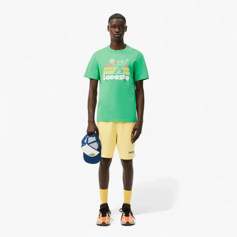 Washed Effect Tennis Print T-Shirt