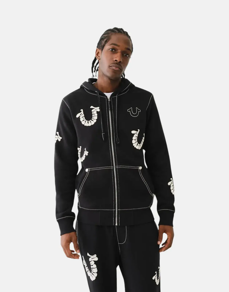 True Religion Allover Puff Hooded Sweatshirt