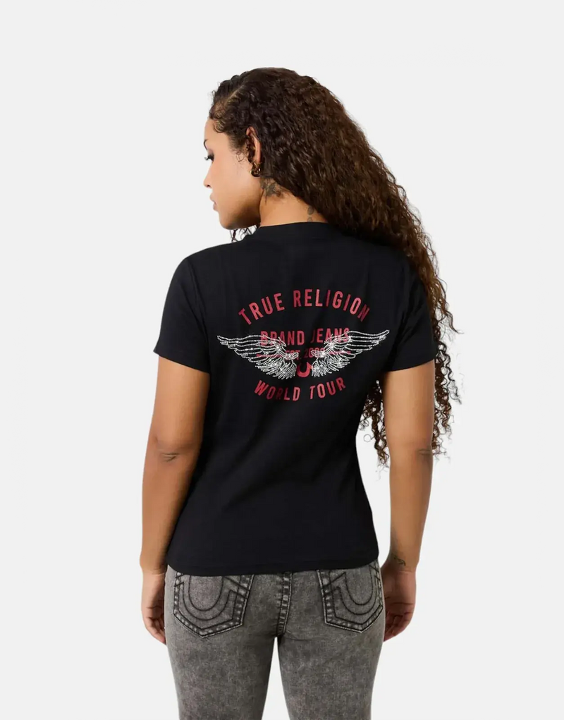 True Religion Retro Crystal Wing T-Shirt Black