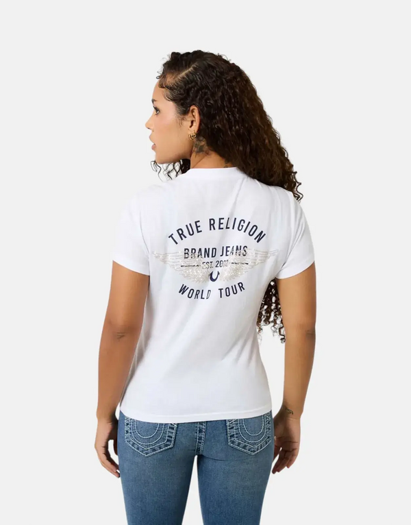 True Religion Retro Crystal Wing White T-Shirt