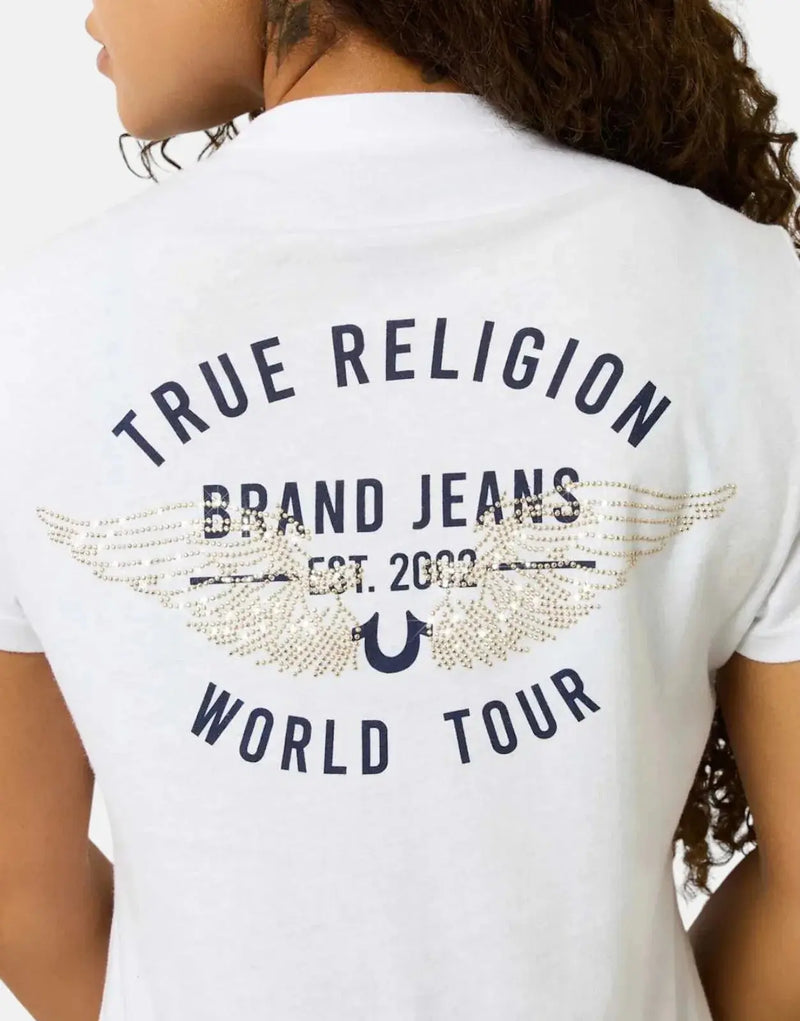 True Religion Retro Crystal Wing White T-Shirt