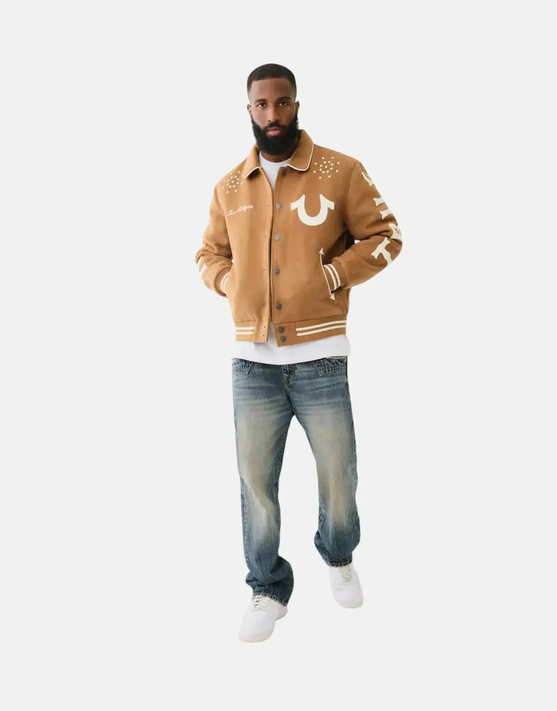 True Religion Varsity Wool  Brown Jacket