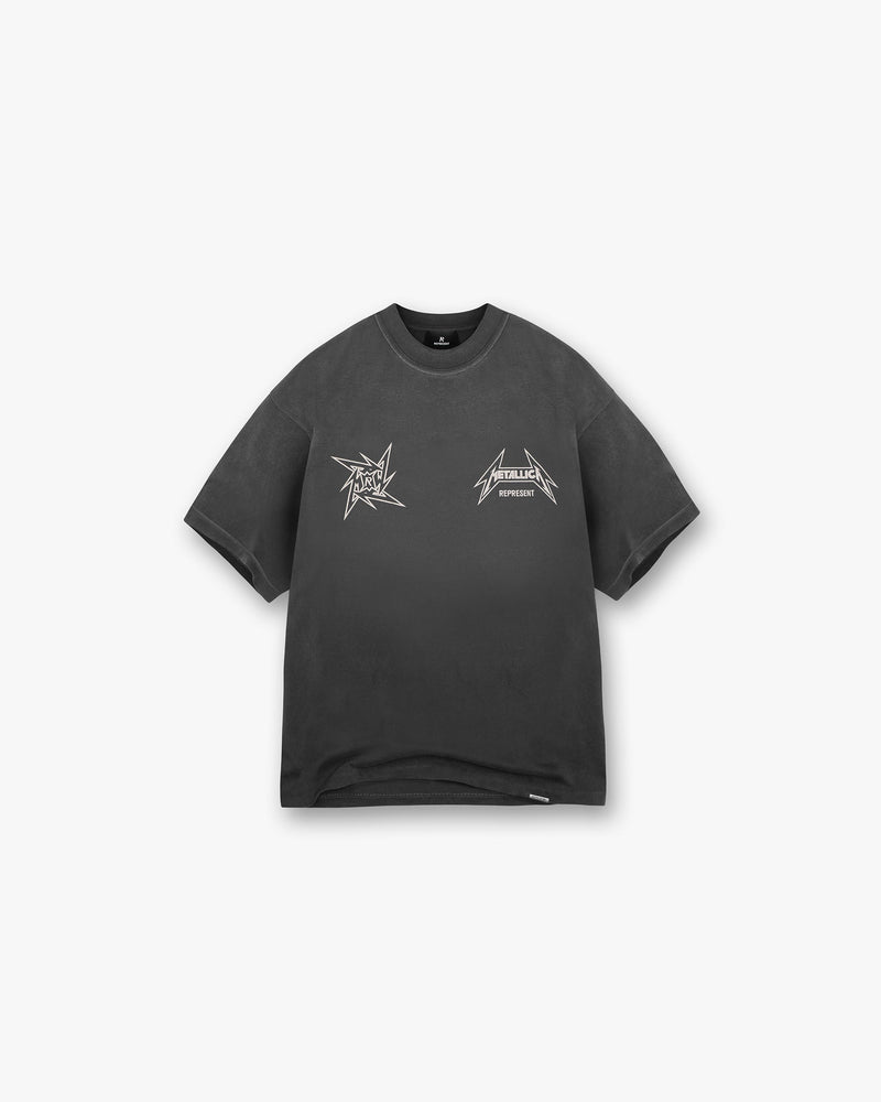 Represent X Metallica Local Crew T-Shirt - Stained Black