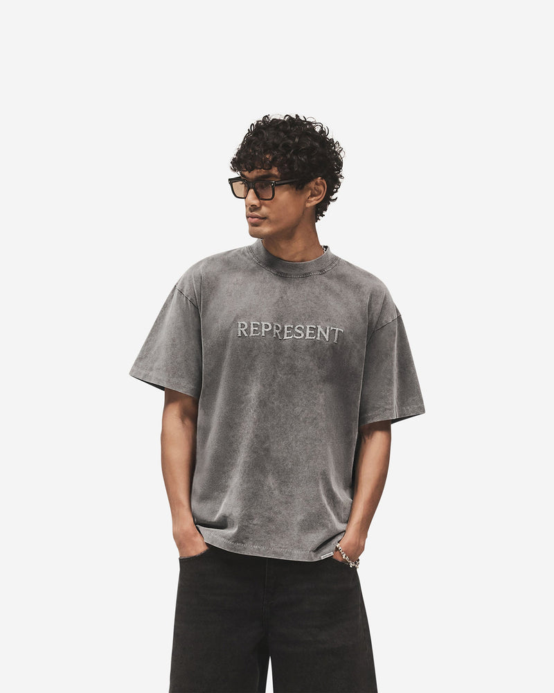 Embroidered Serif Logo T-Shirt - Vintage Grey