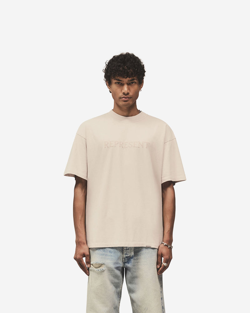 Embroidered Serif Logo T-Shirt - Concrete