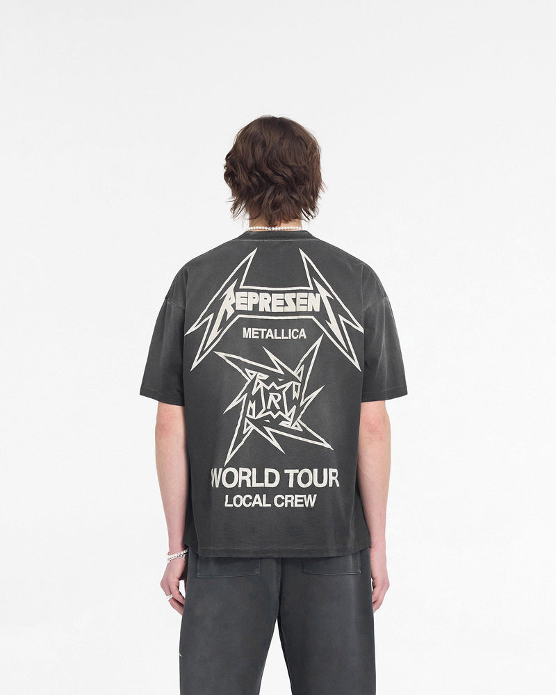Represent X Metallica Local Crew T-Shirt - Stained Black