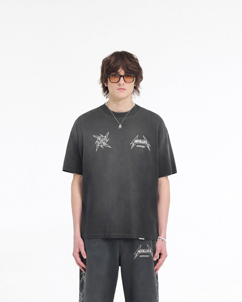 Represent X Metallica Local Crew T-Shirt - Stained Black