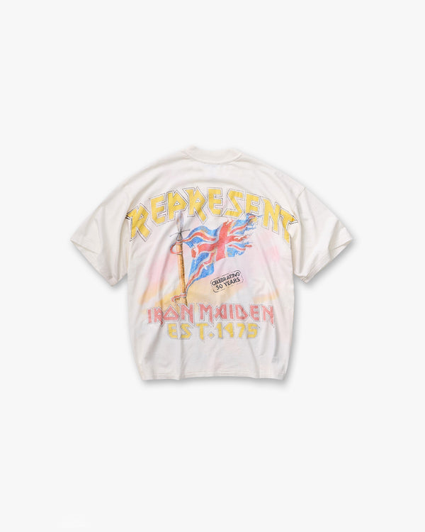 Represent X Iron Maiden Steed T-Shirt - Flat White