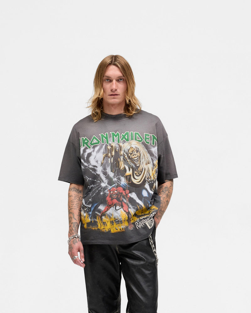 Represent X Iron Maiden Number Of Beast T-Shirt - Sunfade Grey