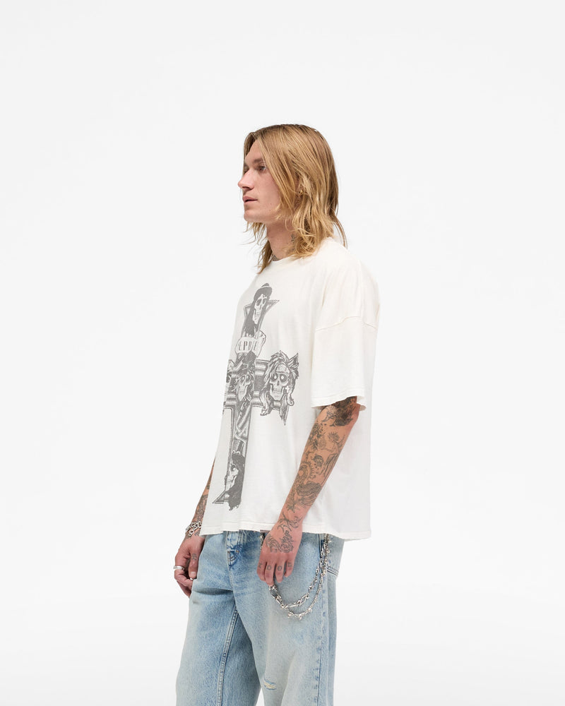 Represent X Guns N' Roses Cross T-Shirt - Washed Ecru