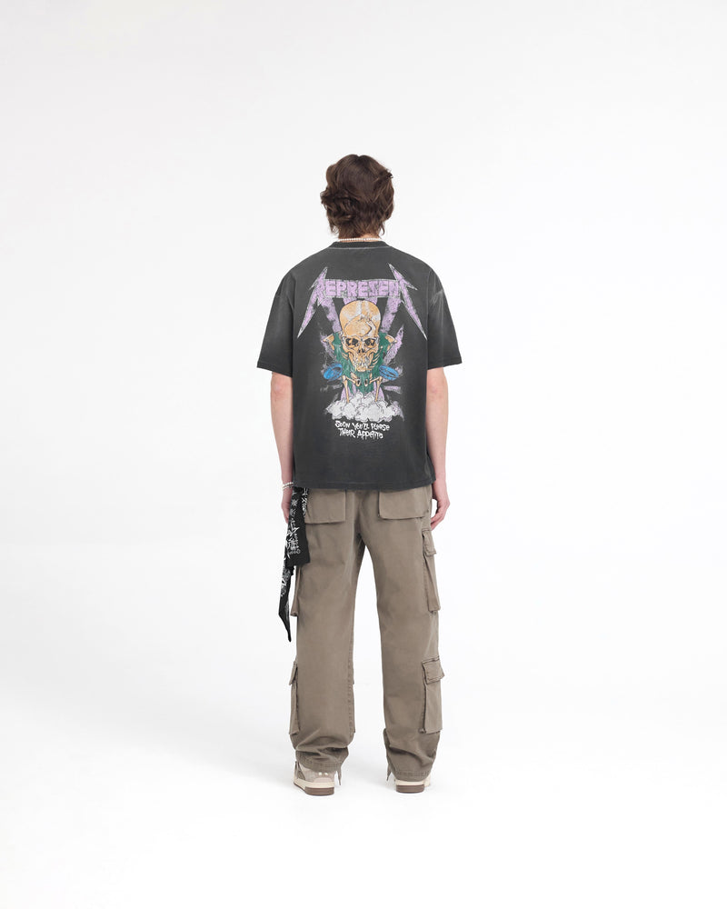 Represent X Metallica Justice T-Shirt - Stained Black