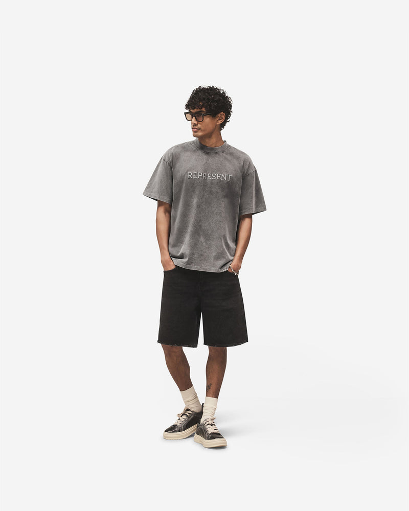 Embroidered Serif Logo T-Shirt - Vintage Grey